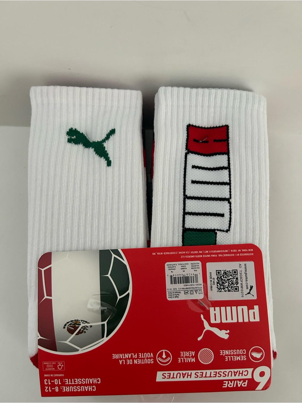 Mexico Puma Men’s Crew Socks 6-Pack - Picture 8 of 9